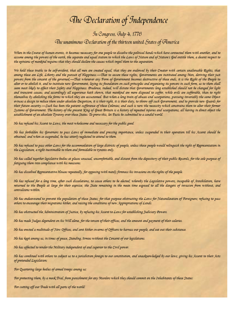Parchment Declaration of Independence | PDF | United States Declaration ...