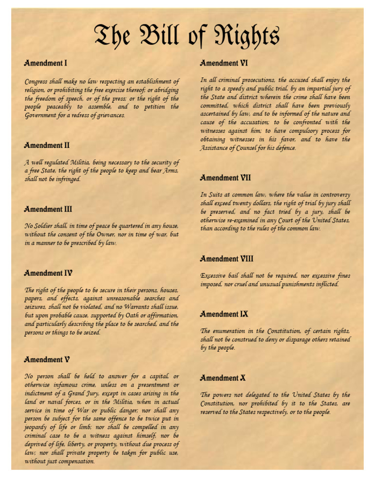 The Bill of Rights Parchment | PDF | United States Bill Of Rights ...