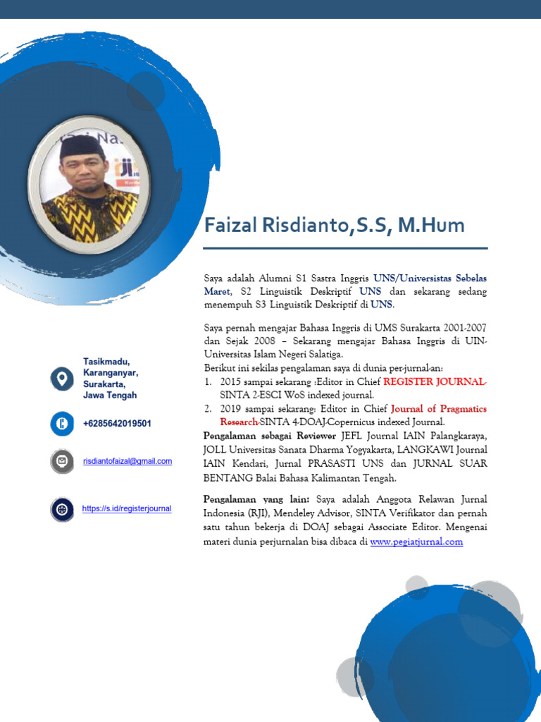 Profil Faizal Risdianto: Ahli Linguistik | PDF