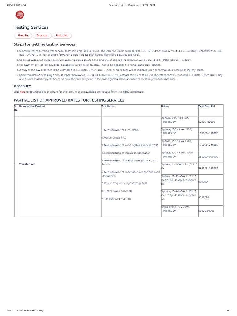 BUET EEE Testing Services Guide | PDF | Insulator (Electricity) | Capacitor
