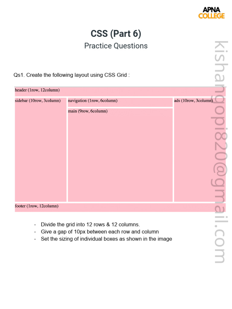 CSS Grid Layout and Animation Practice | PDF