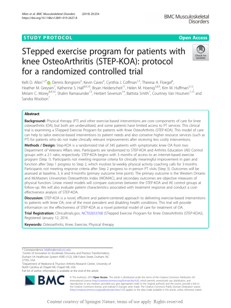 STepped Exercise Program For Patients With Knee Os | PDF ...