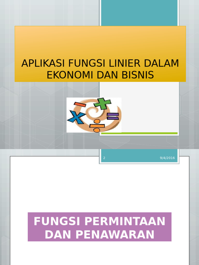 5 Aplikasi Fungsi Linier Dalam Ekonomi | PDF