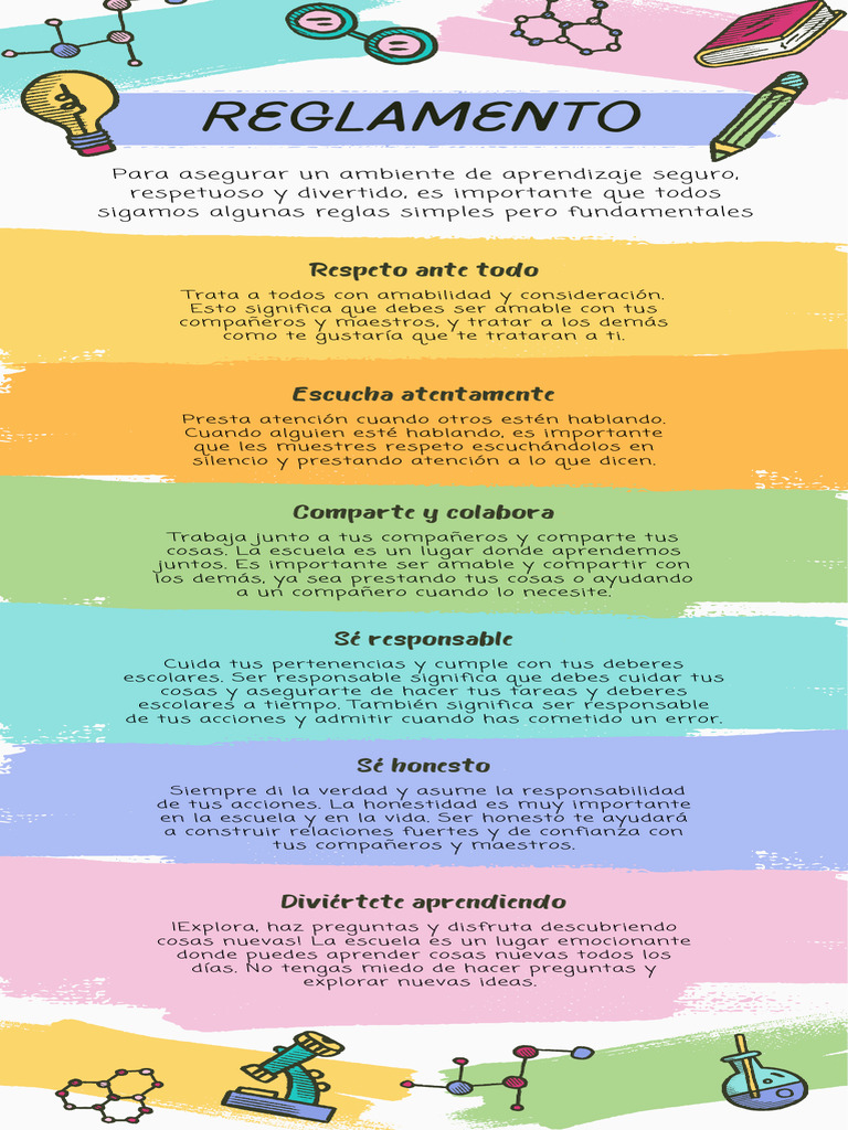 Infografía de Reglamento en El Salón de Clases Sketch Colorido | PDF