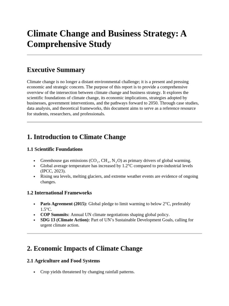 Climate Change Impact on Business Strategy | PDF | Climate Change ...
