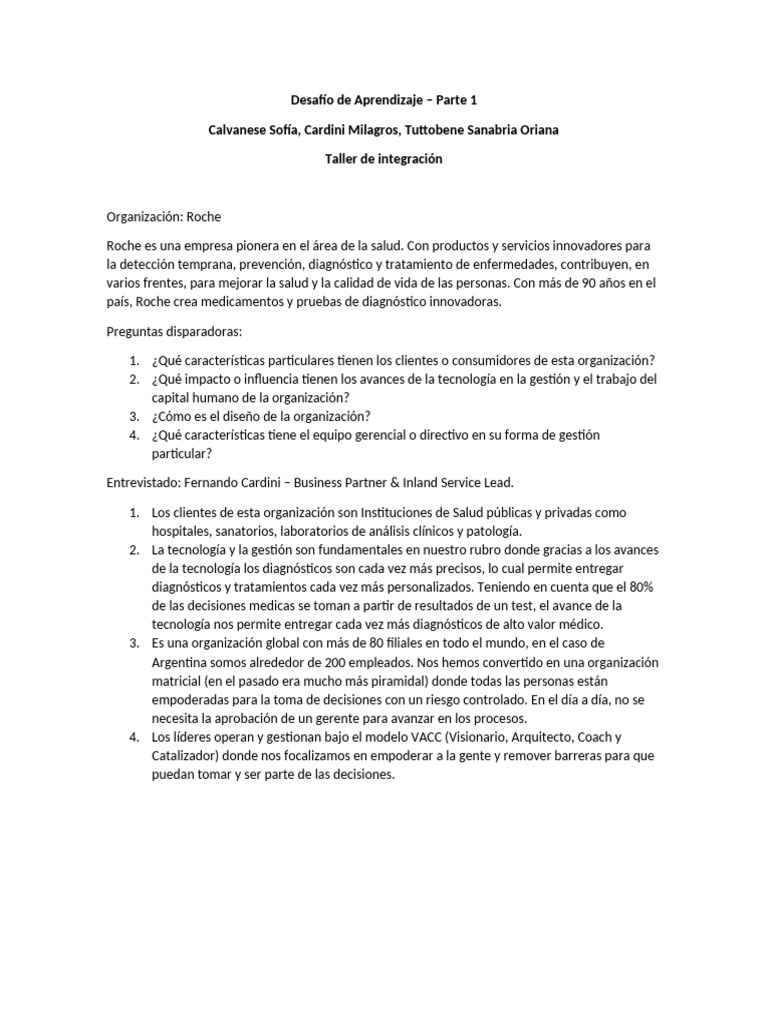 Innovación y Gestión en Roche Argentina | PDF