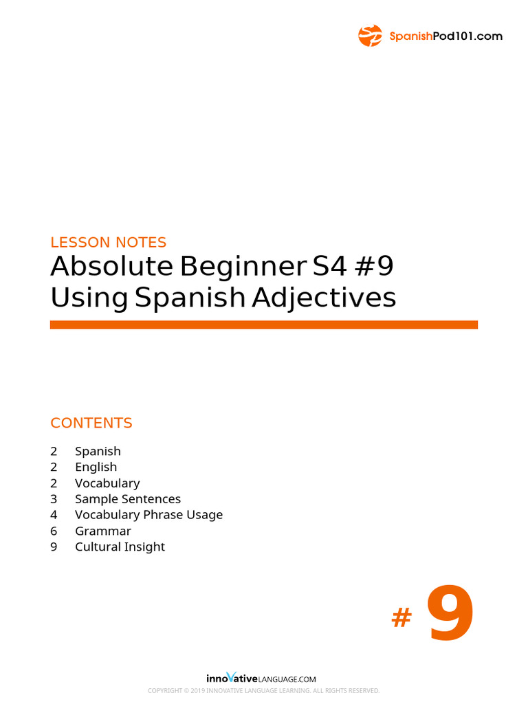 009 ABS - S4L9 - 022616 - Spod101 | PDF | Grammatical Gender | Adjective
