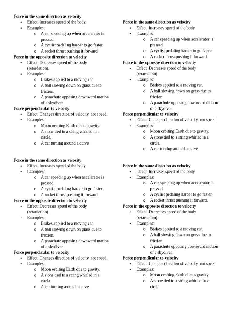 Force in The Same Direction As Velocity | PDF | Force | Orbit