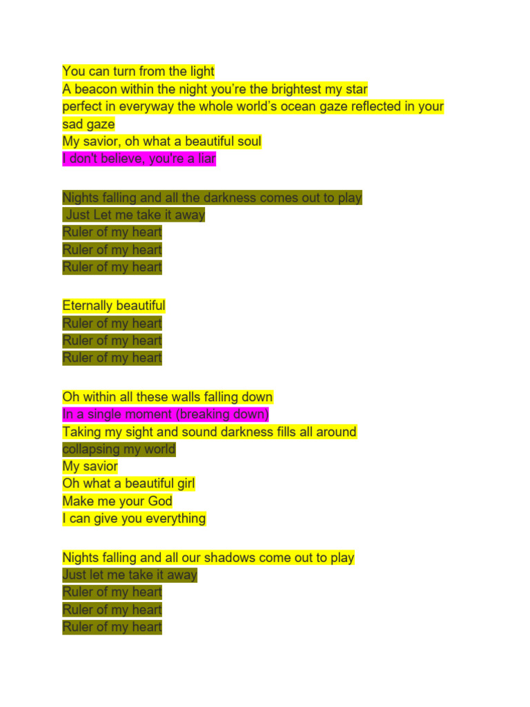 Ruler of My Heart Lyrics Analysis PDF