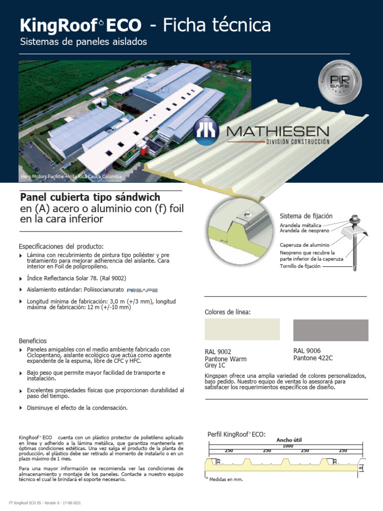 MATHIESEN - Fichatecnica KingroofECO ES V0 | PDF | Aislamiento térmico ...