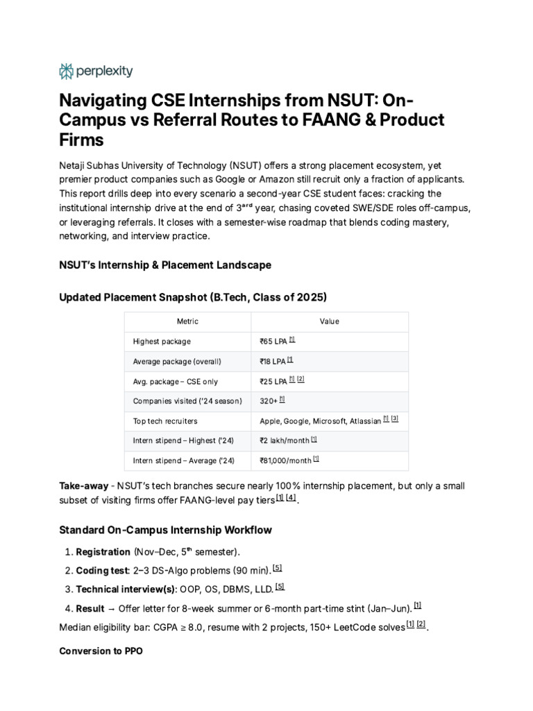 NSUT CSE Placements and Internships 2025 | PDF | Computer Programming ...