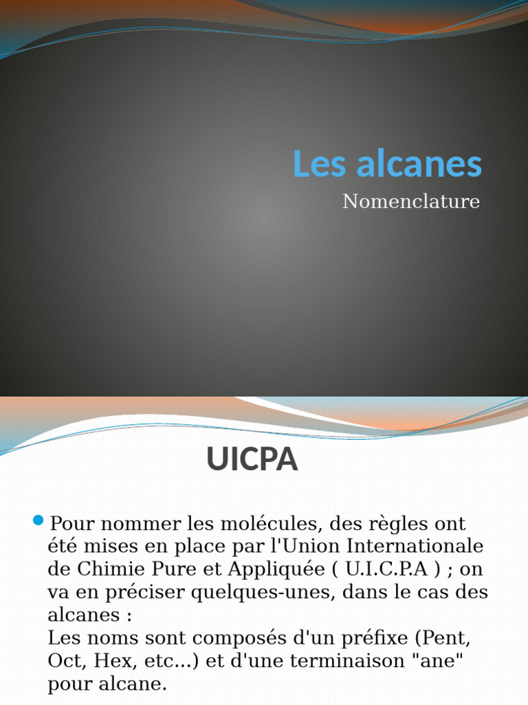 Les Alcanes: Nomenclature | PDF | Alcane | Sciences physiques