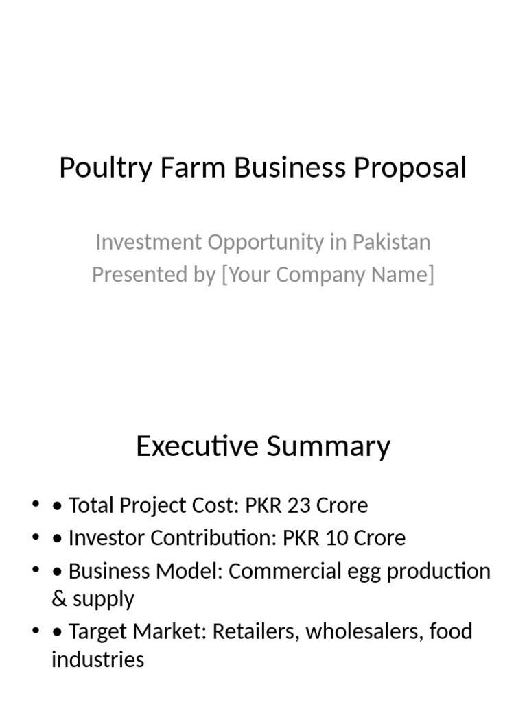 Poultry Farming Investment Proposal | PDF