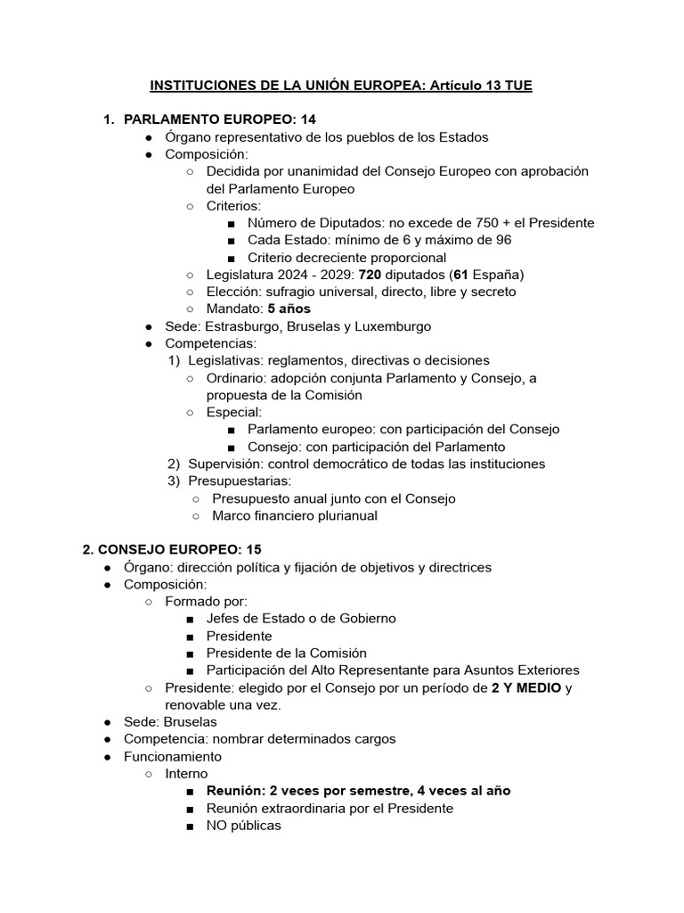Estructura y Funciones de la UE | PDF | Parlamento Europeo | Política ...