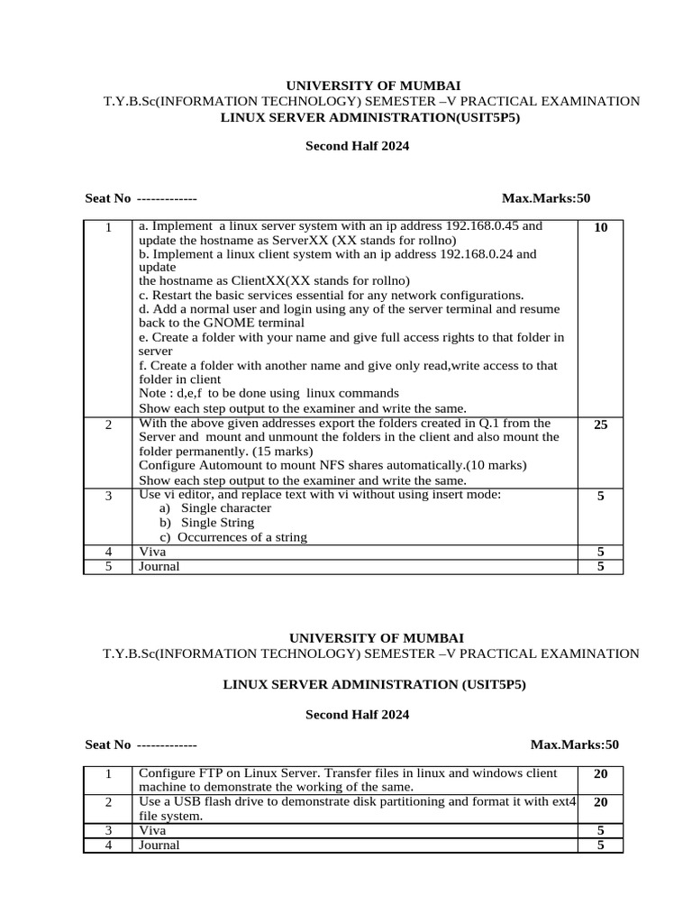 Linux Server Administration Exam Guide | PDF | File Transfer Protocol ...