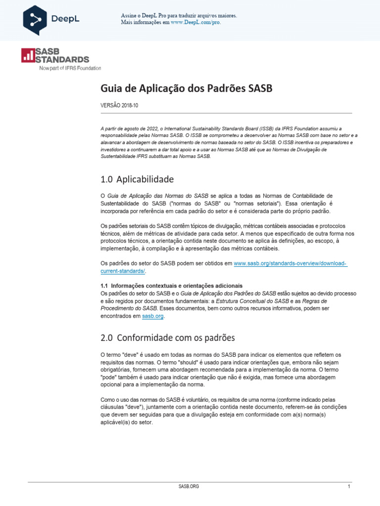 Guia de Aplicação dos Padrões SASB | PDF | Contabilidade | Governança