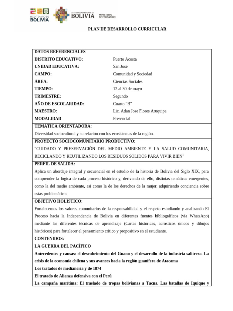 Plan Curricular: Historia y Medio Ambiente | PDF | Plan de estudios ...
