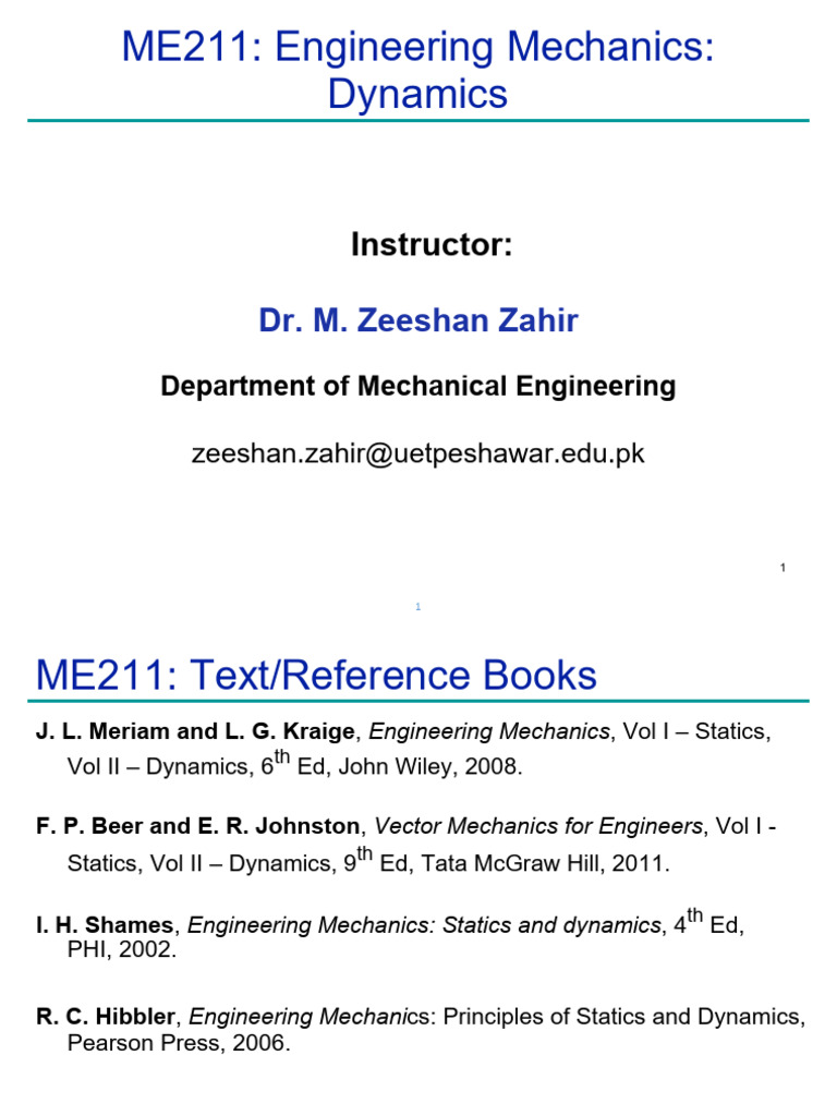 Engineering Mechanics Dynamics Course Overview | PDF | Force ...