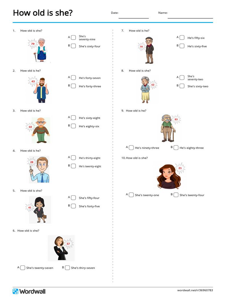 Age Quiz Questions and Answers | PDF