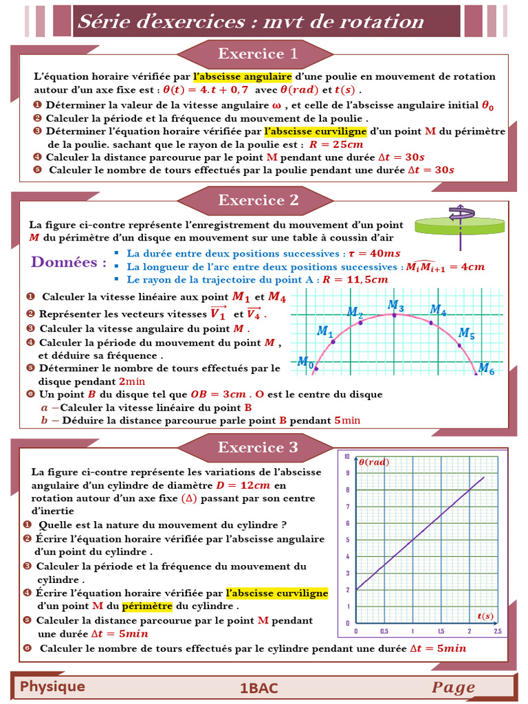 Exercices de Mécanique Rotative en Physique | PDF | Rotation ...