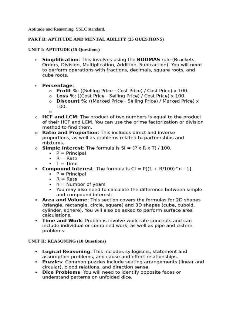 Aptitude and Mental Ability Tests | PDF