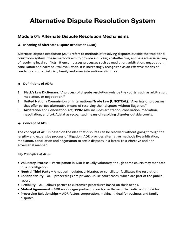 ADR Notes | PDF | Alternative Dispute Resolution | Global Politics