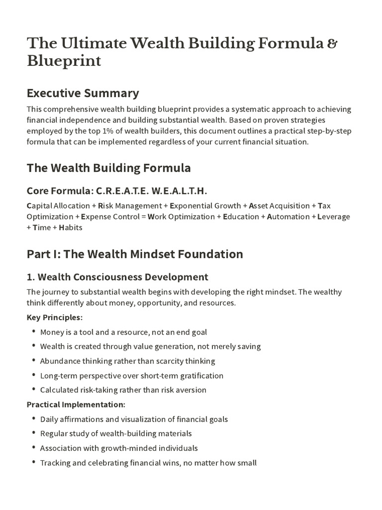 Wealth Building Blueprint for Success | PDF | Investing | Leverage ...