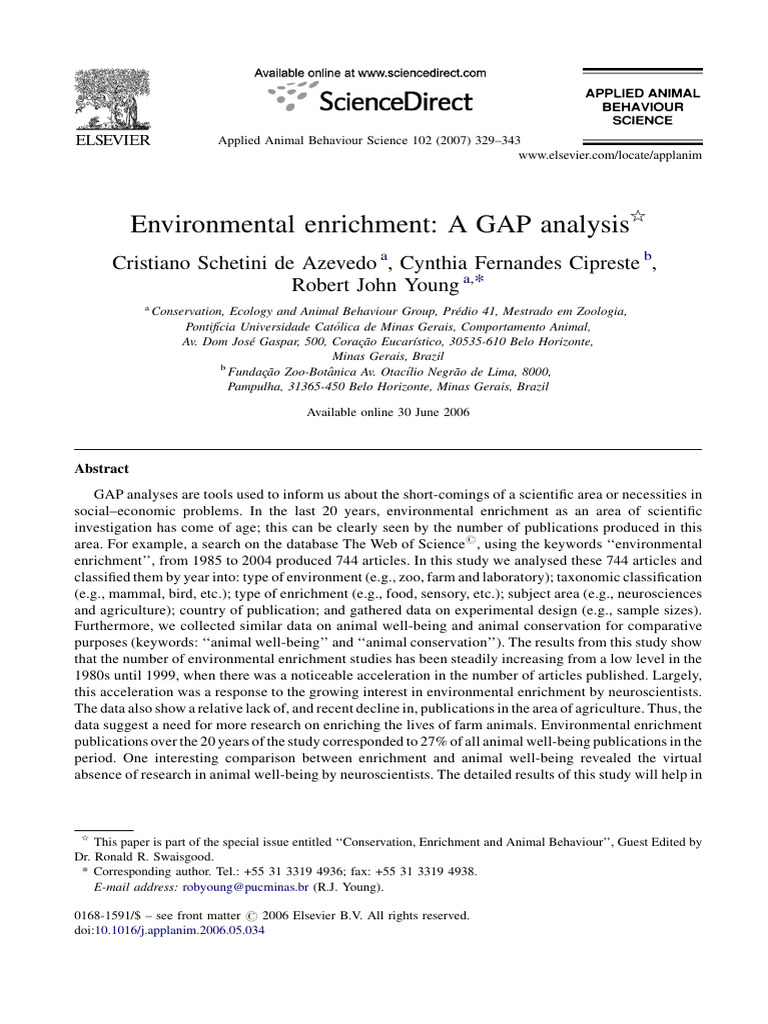 GAP Analysis of Environmental Enrichment | PDF | Sample Size ...
