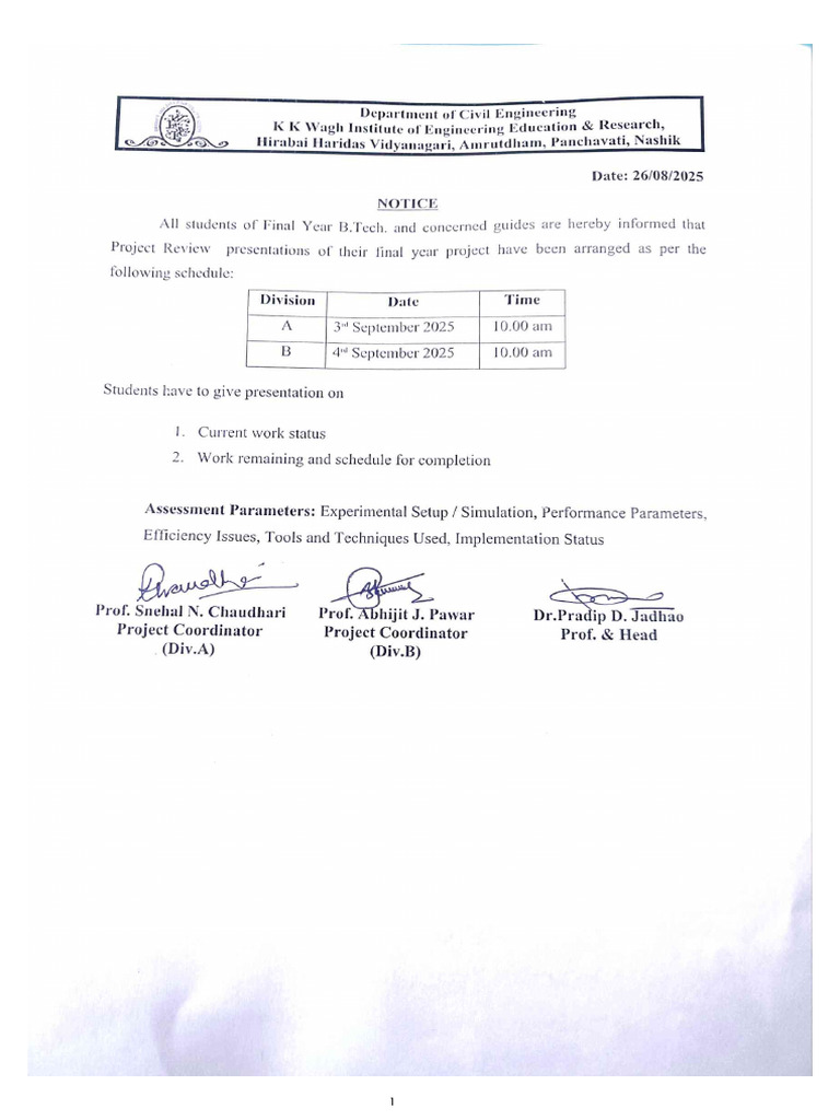 Project Review Notice | PDF