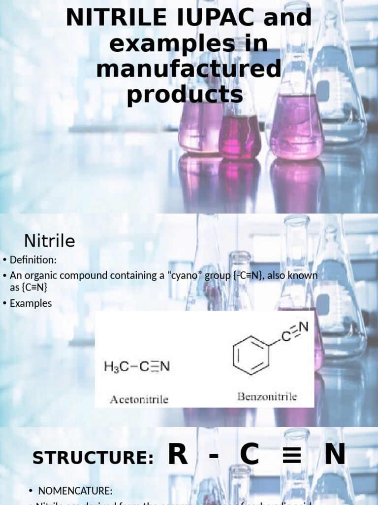 NITRILE IUPAC and Examples in Manufactured Products | PDF