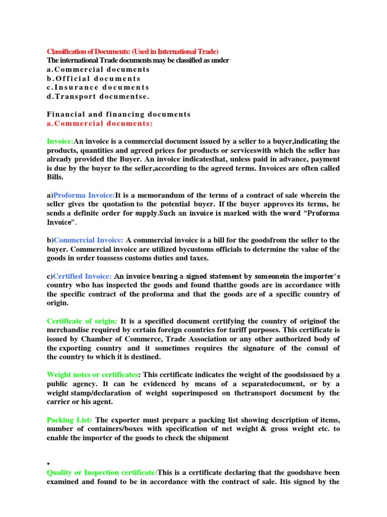 International Trade Document Classification | PDF | Bill Of Lading ...