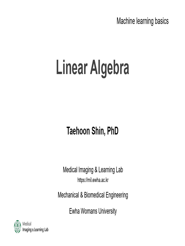 Machine Learning and Linear Algebra Basics | PDF | Matrix (Mathematics ...