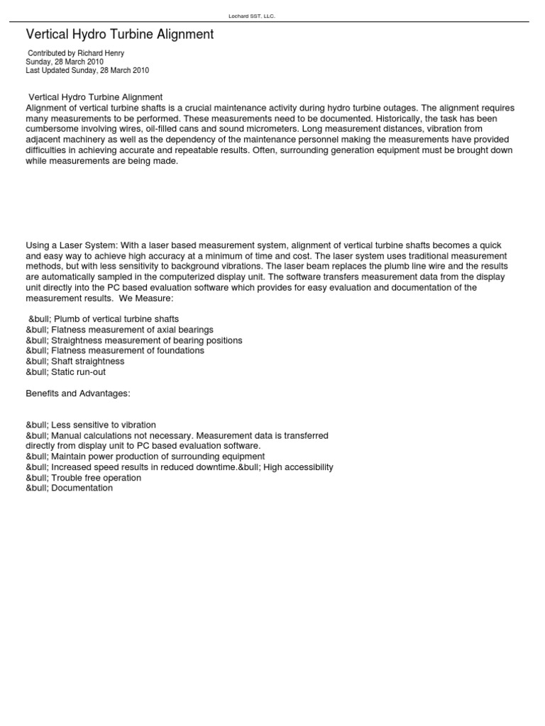 Laser Alignment for Hydro Turbines | PDF