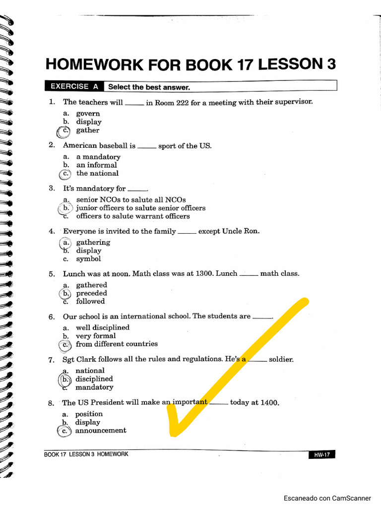 HW-LESSON 3 Book 17 | PDF