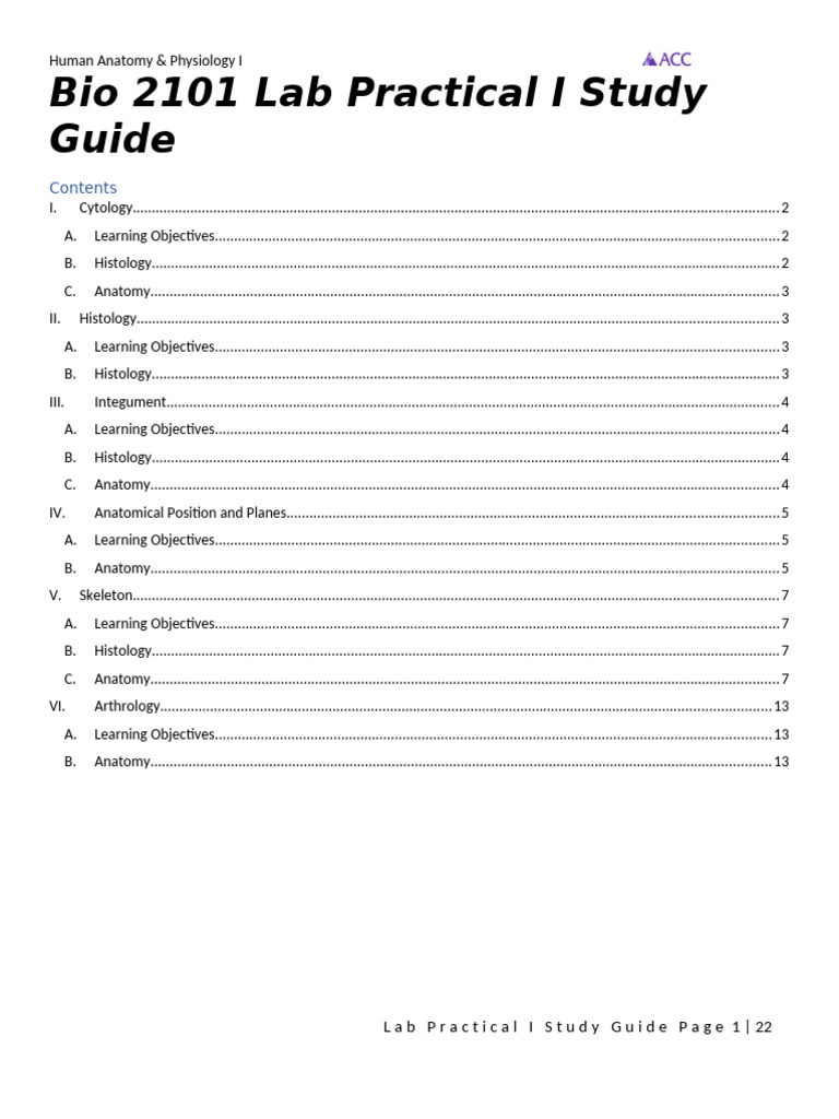 Anatomy & Physiology Lab Study Guide | PDF | Vertebra | Anatomical ...