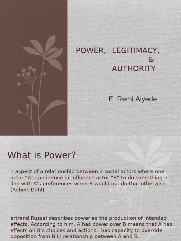 Understanding Power, Authority, and Legitimacy | PDF | Charisma