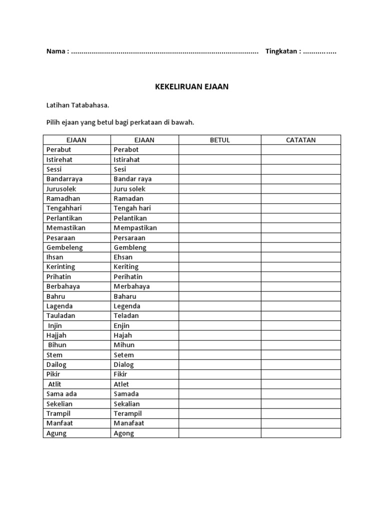 Kesalahan Ejaan Pdf