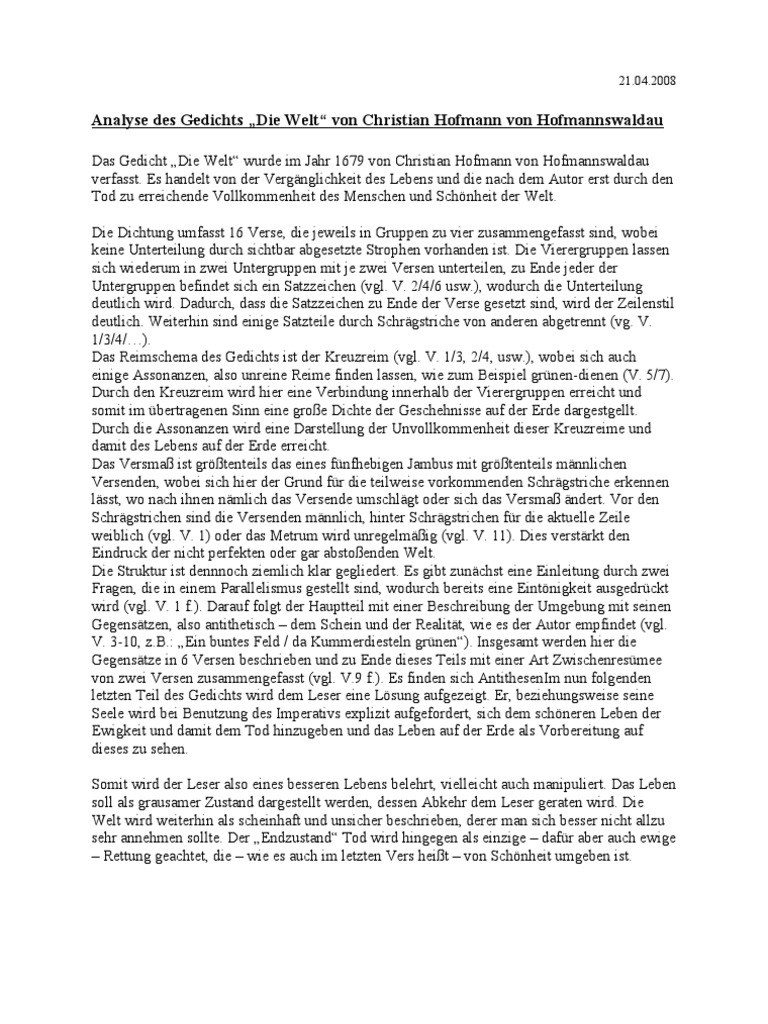  Foto zu Die Welt Gedicht 