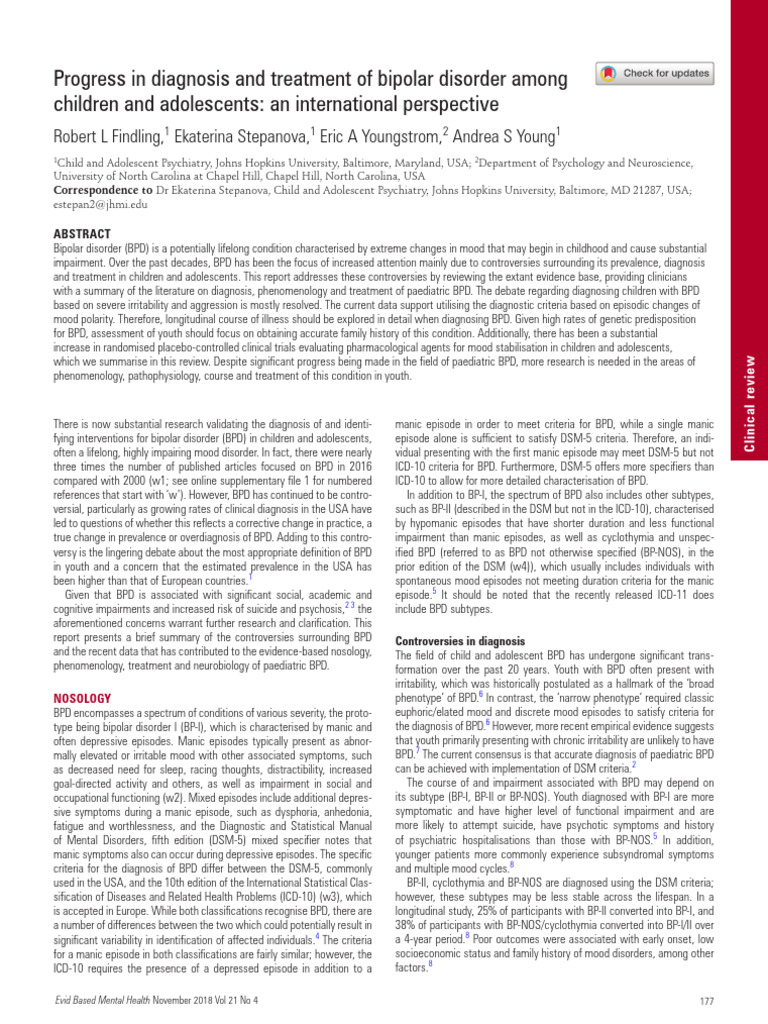 Bipolar Disorder in Youth: Diagnosis & Treatment | PDF | Bipolar ...