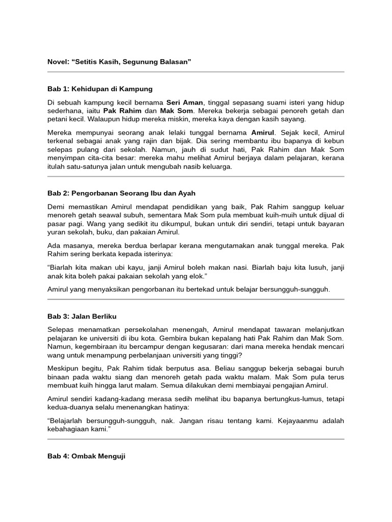 Kisah Pengorbanan Ibu Bapa dan Kejayaan | PDF
