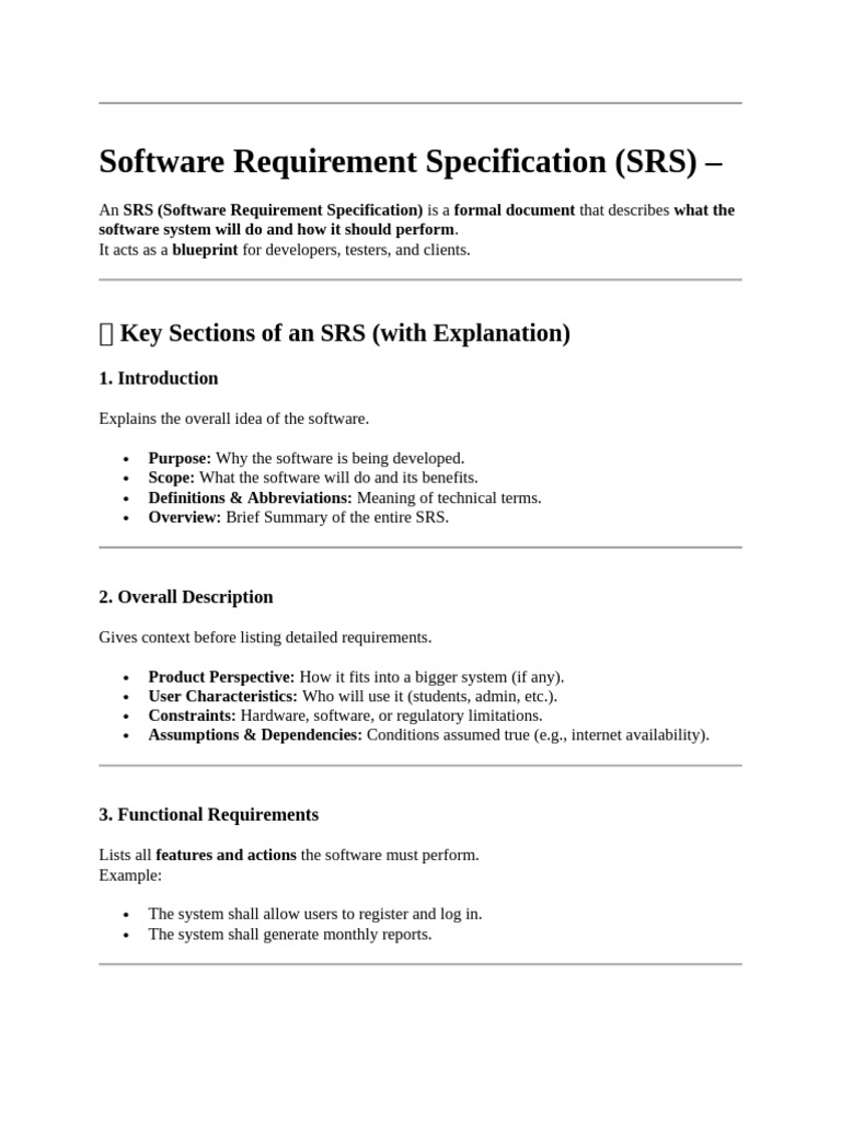 Software Requirements Specification Guide | PDF | Software | System