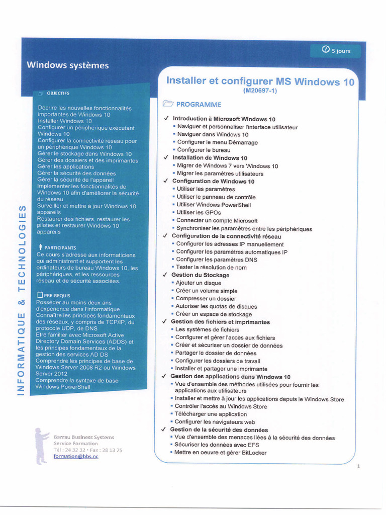 Installer Et Configurer Ms Windows 10 m20697 | PDF