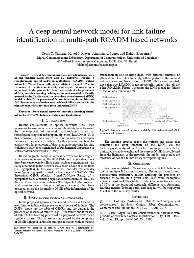 DNN Model for Link Failure Detection | PDF | Deep Learning | Machine ...
