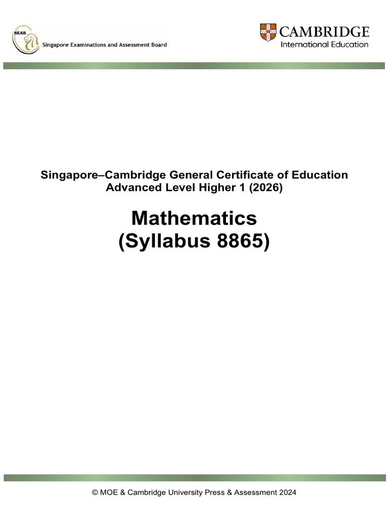 H1 Mathematics Syllabus 8865 Overview | PDF | Mathematics | Quadratic ...