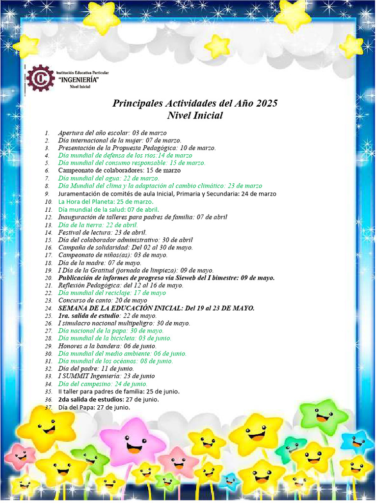 Actividades Nivel Inicial 2025 | PDF | Educación de la primera infancia