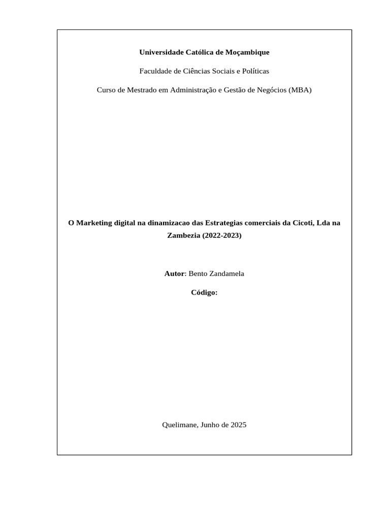 Marketing Digital na Cicoti, Lda: Impactos e Estratégias | PDF ...