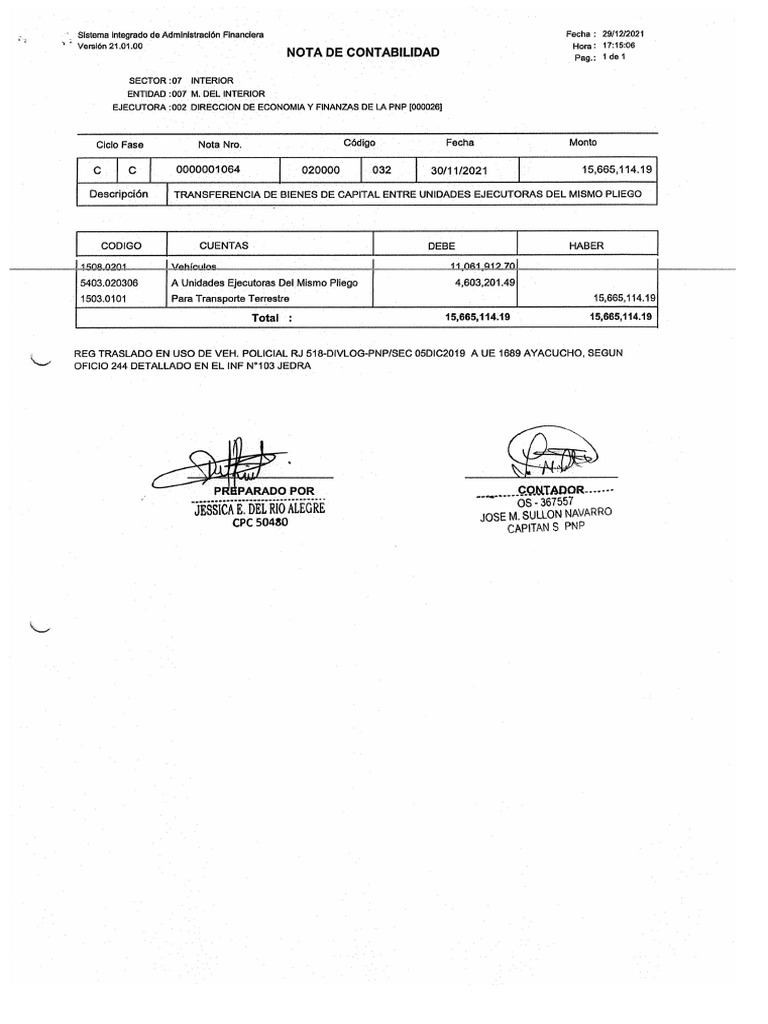 Nota Contable 1064 | PDF