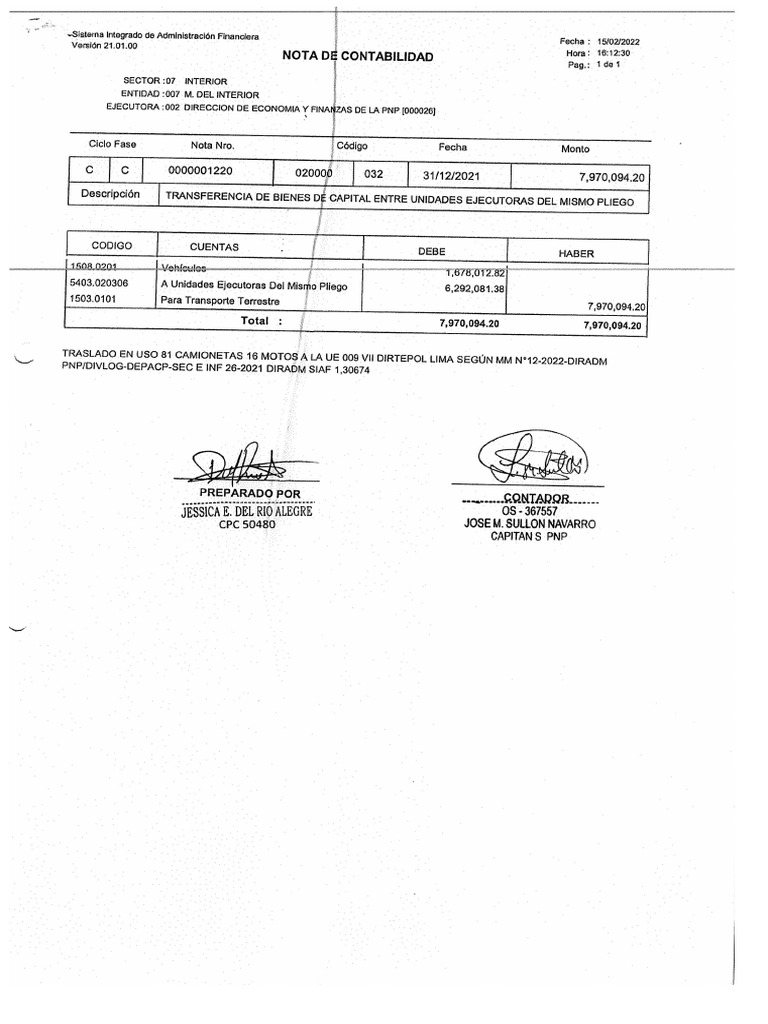 Nota Contable 1220 | PDF