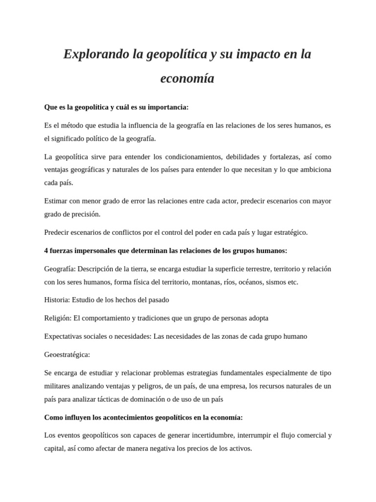 Geopolítica y su impacto económico global | PDF | Geopolítica | Rusia