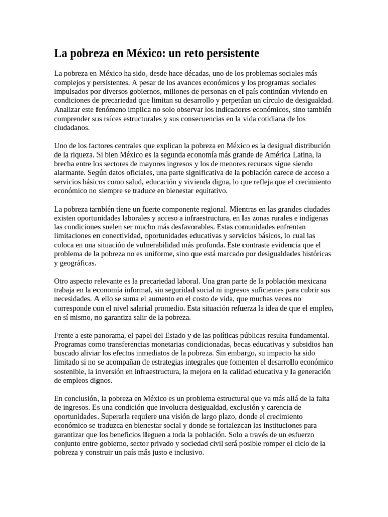 La Pobreza en México | PDF | Pobreza | Pobreza e indigencia